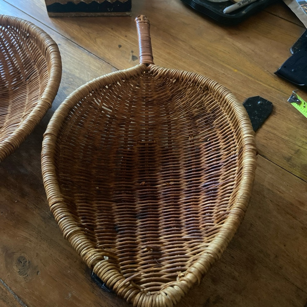 Vintage Woven Rattan Leaf-Shaped Basket